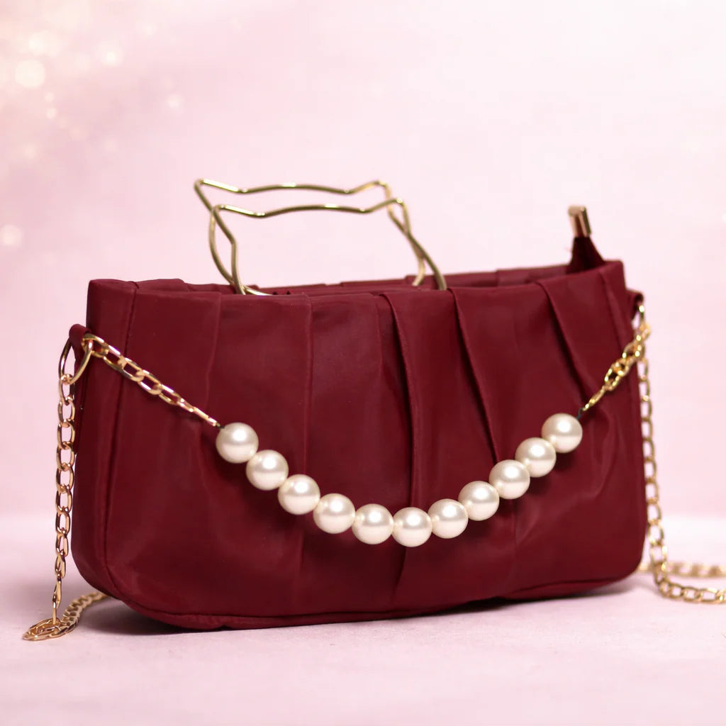 ✨ Kitten Handle Pearl Chain Shoulder Bag – Luxury Women’s Handbag | Blixa Store