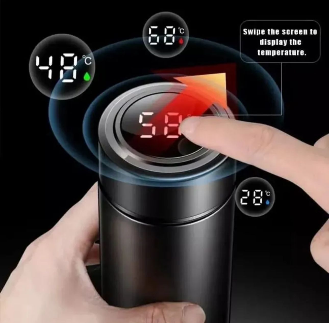 Temperature Display Vacuum Insulated Water Bottle 17oz,Thermo Flask Made of Premium Stainless Steel Coffee Cup,