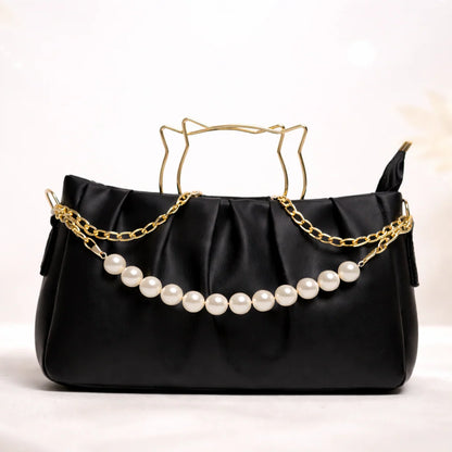 ✨ Kitten Handle Pearl Chain Shoulder Bag – Luxury Women’s Handbag | Blixa Store