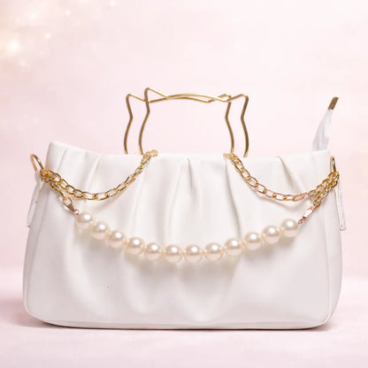 ✨ Kitten Handle Pearl Chain Shoulder Bag – Luxury Women’s Handbag | Blixa Store