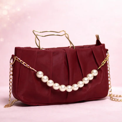✨ Kitten Handle Pearl Chain Shoulder Bag – Luxury Women’s Handbag | Blixa Store