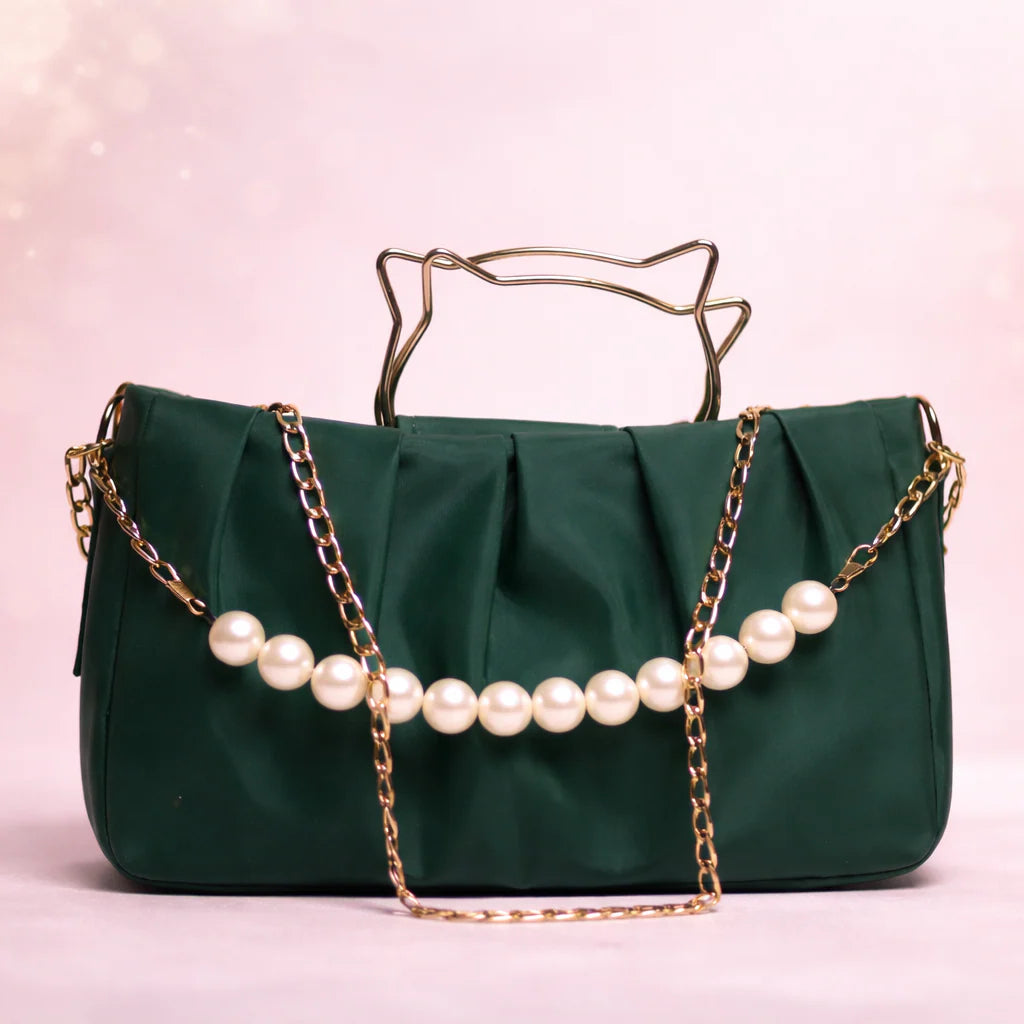 ✨ Kitten Handle Pearl Chain Shoulder Bag – Luxury Women’s Handbag | Blixa Store