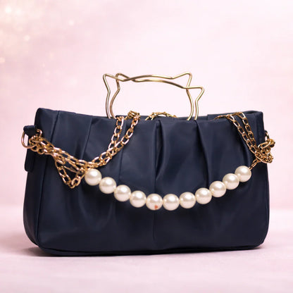 ✨ Kitten Handle Pearl Chain Shoulder Bag – Luxury Women’s Handbag | Blixa Store
