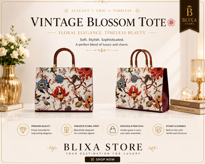 Vintage Blossom Tote 🌸 | Elegant Floral Luxury Handbag | Blixa Store