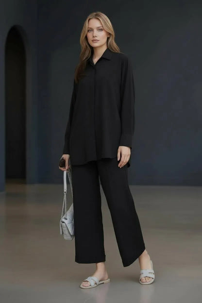 Black Georgette 2-Piece Office Casual Set