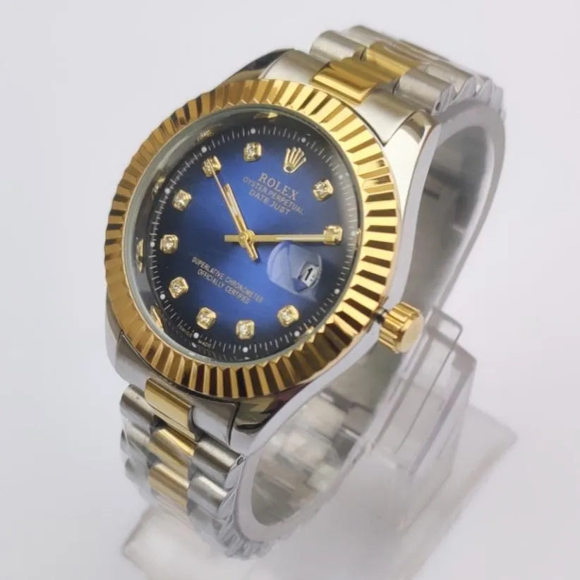 Rolex Date just 36mm Stainless Steel Gold Dial Watch for Men