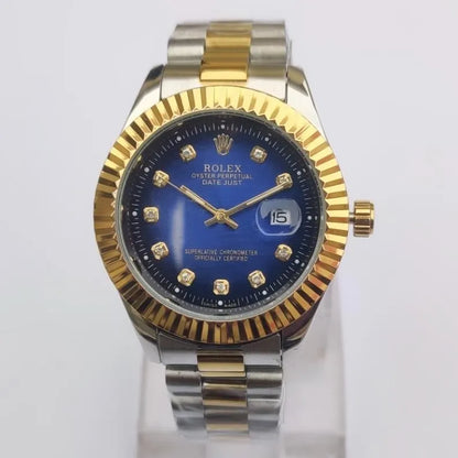 Rolex Date just 36mm Stainless Steel Gold Dial Watch for Men