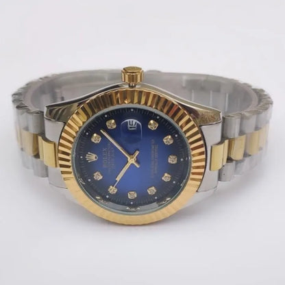 Rolex Date just 36mm Stainless Steel Gold Dial Watch for Men