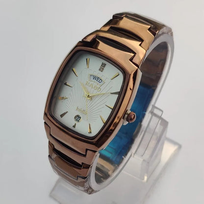 Stainless Steel Analogue Watch for Men Women Rose Gold