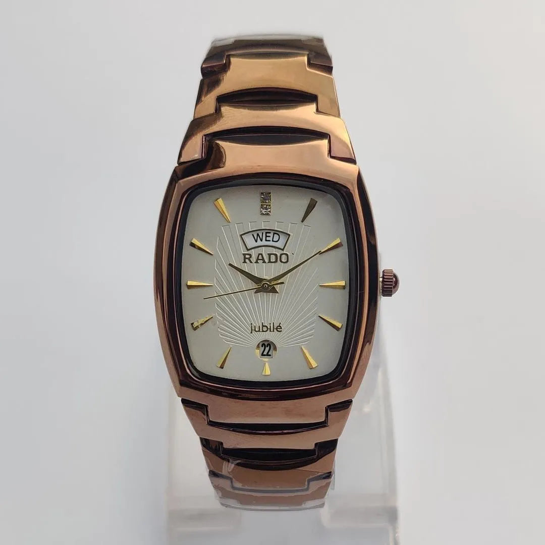 Stainless Steel Analogue Watch for Men Women Rose Gold