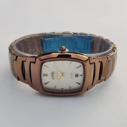 Stainless Steel Analogue Watch for Men Women Rose Gold