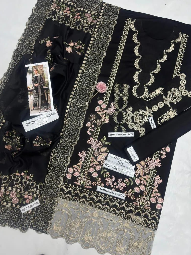 KAHF 3 Pcs Unstitched Embroidered Suit