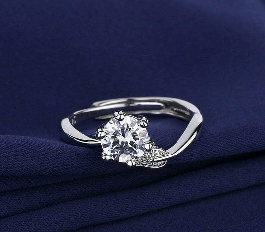 Adjustable Cubic Zirconia Silver Ring for Daily Wear