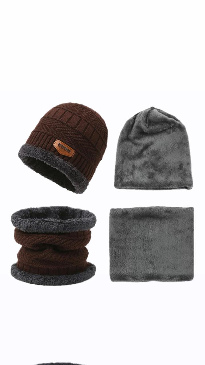 1 Pc Wool Beanie And Neck Warmer
