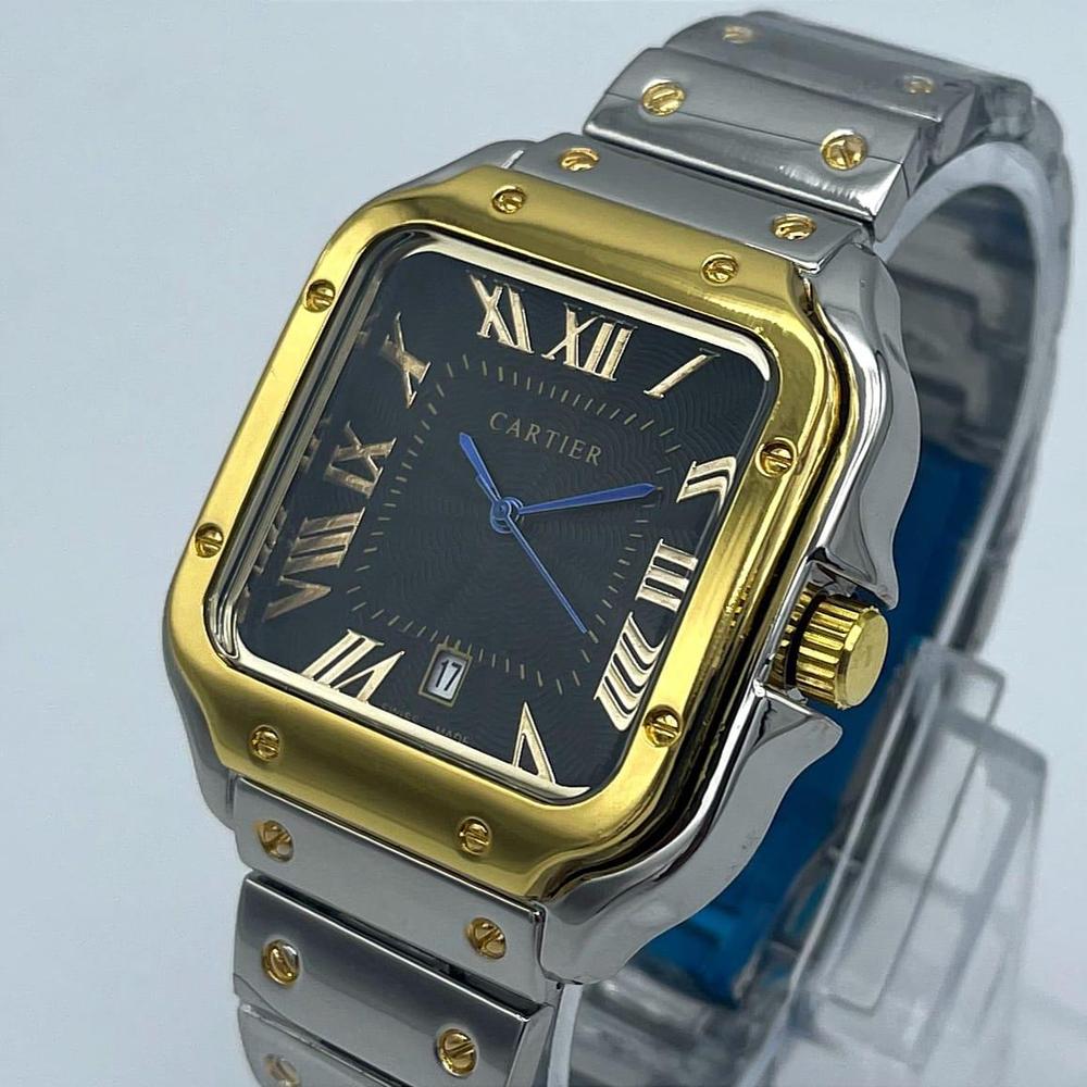 Cartier Men's Gold & Steel Watch with Roman Dial