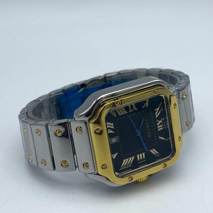 Cartier Men's Gold & Steel Watch with Roman Dial