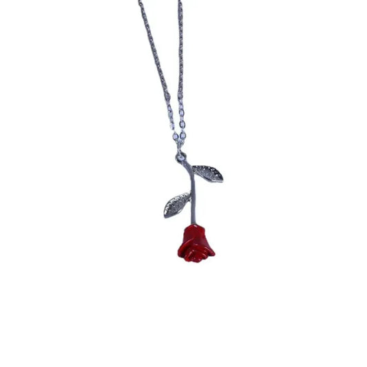GOLDEN RED ROSE PENDANT