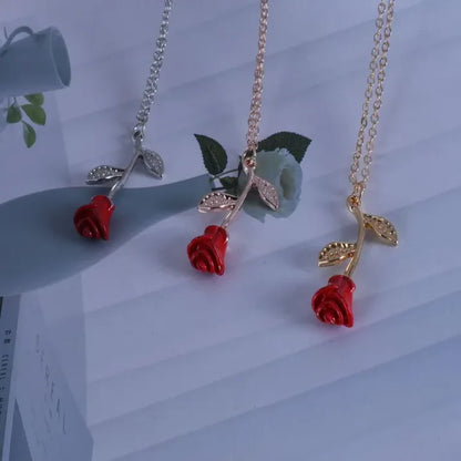 GOLDEN RED ROSE PENDANT