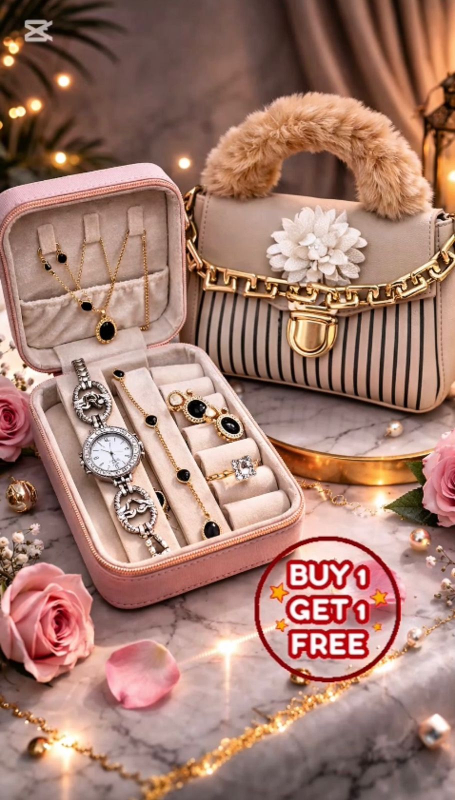 Luxury Jewelry Storage Box with Travel Bag – Elegant Organizer Set for Women