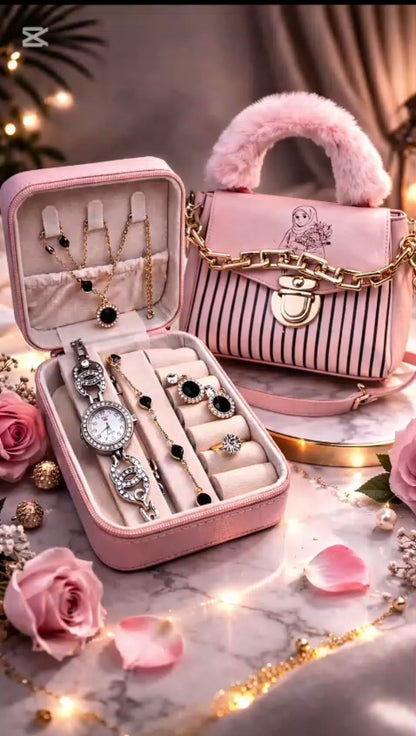Luxury Jewelry Storage Box with Travel Bag – Elegant Organizer Set for Women