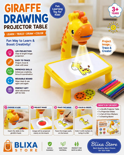 Kids Giraffe Drawing Projector Table with 24 Patterns & Color Pens | Educational Learning Toy for Boys & Girls | Blixa Store