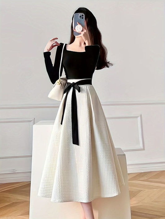 Women Elegant Dress – White & Black