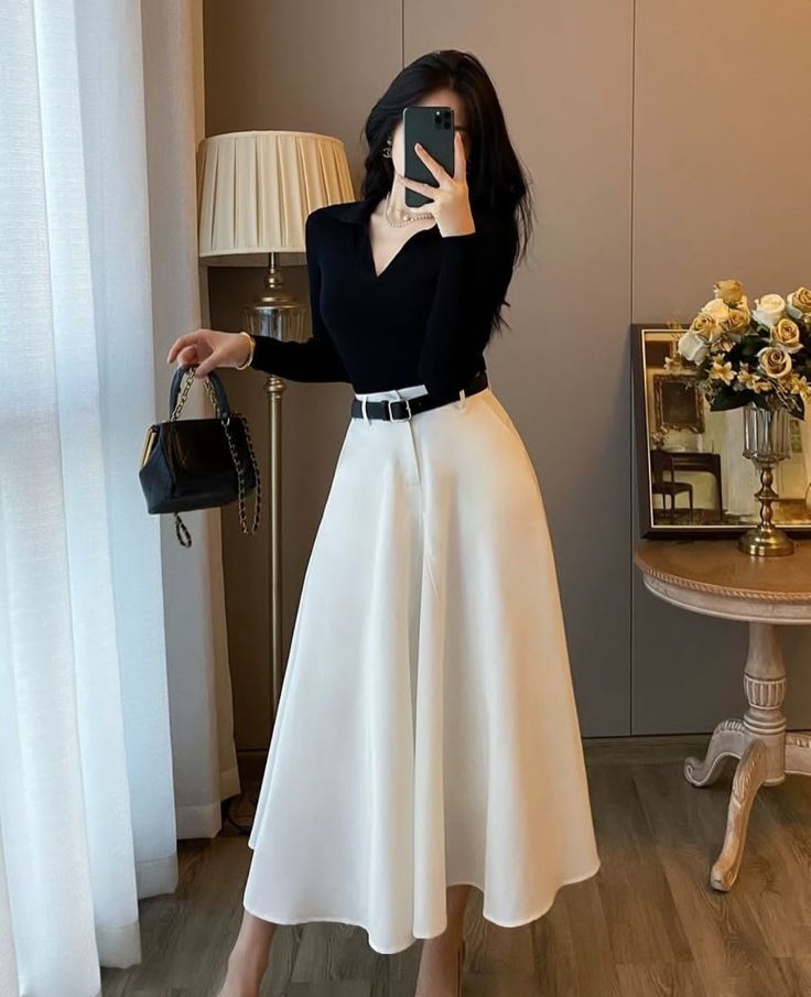 Women Elegant Dress – White & Black