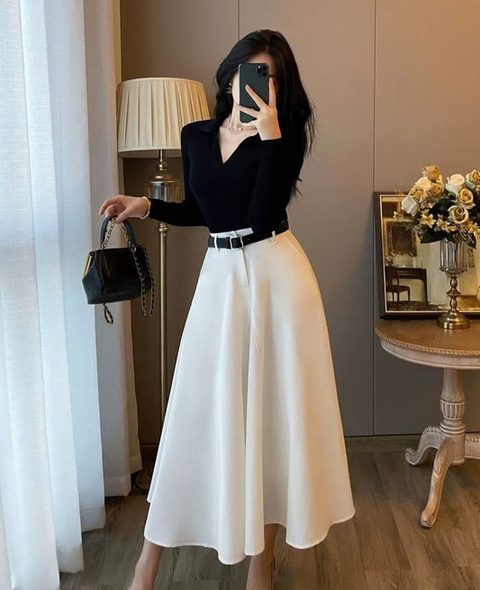 Women Elegant Dress – White & Black