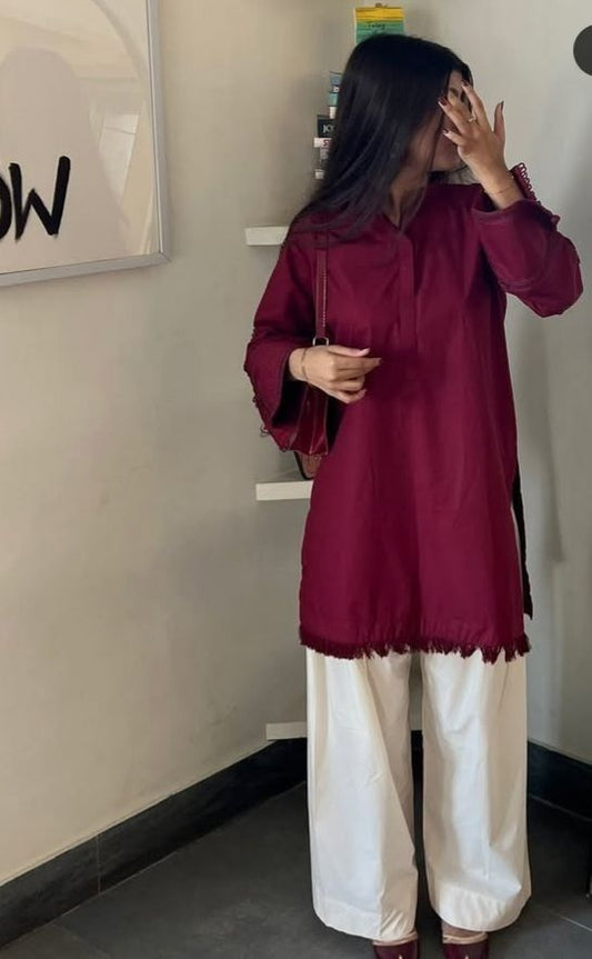 Simple Red Women Dress